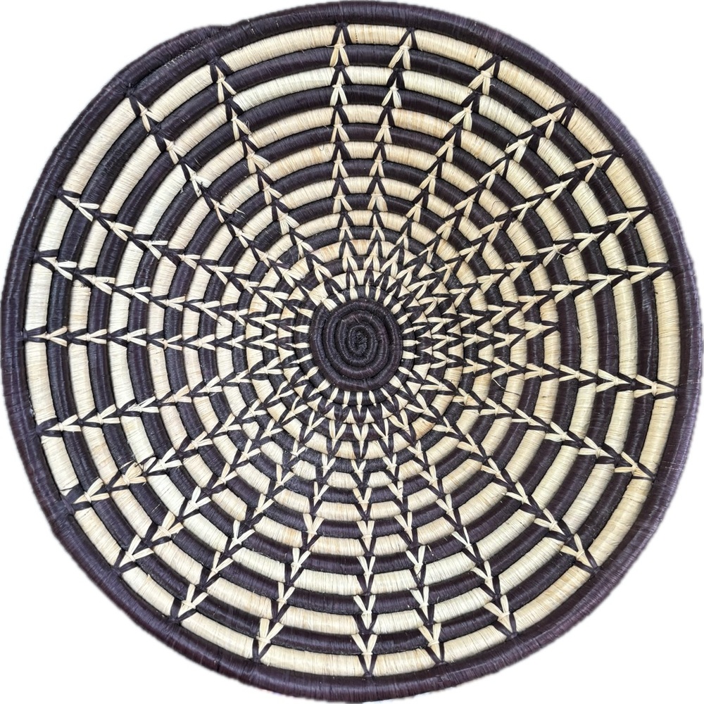 Black and Cream Woven Basket Wall Decor
